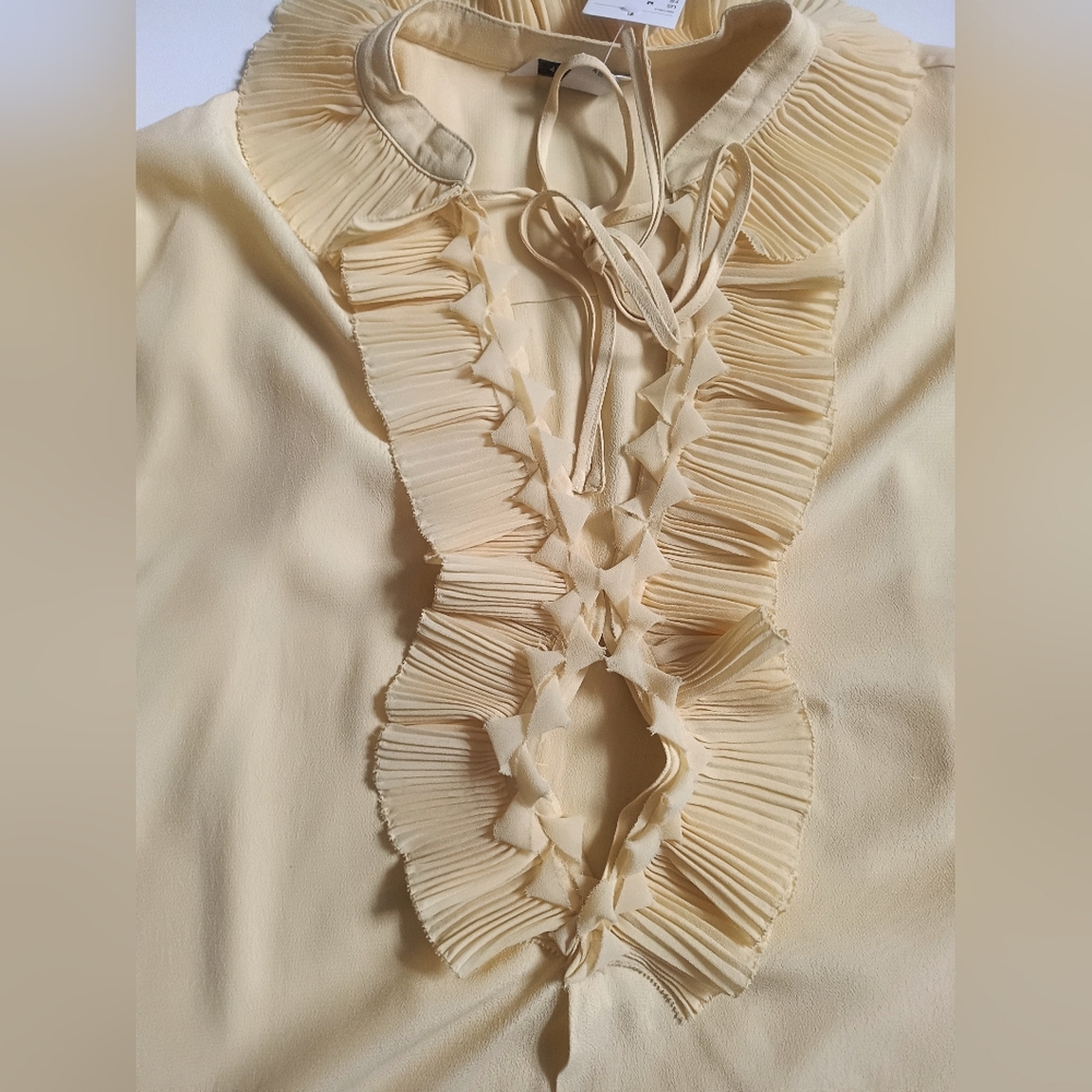 H&M Pale Yellow Ruffle V-Neck Blouse - Picture 8 of 11